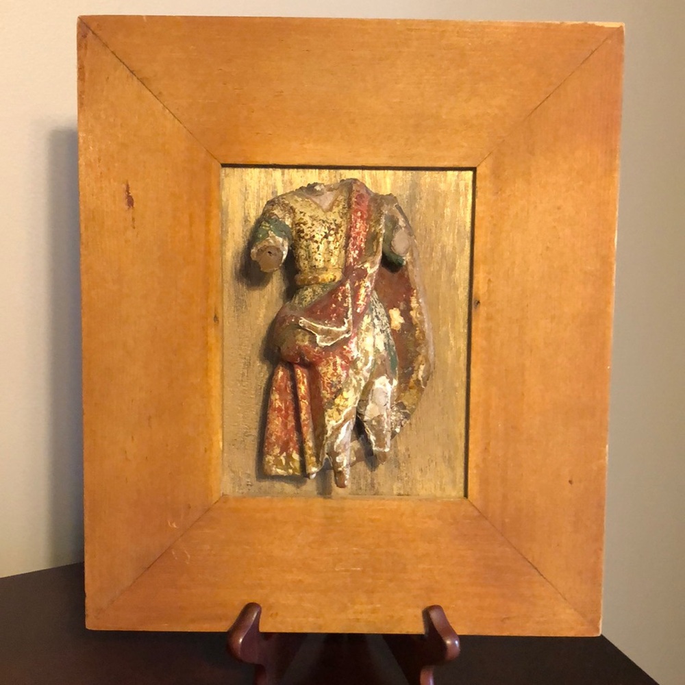 Vintage Plaster Sculptural Relic Art Piece Framed